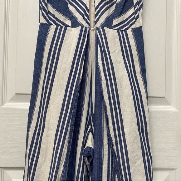 Taylor & Sage Linen Blend Tulip Leg Jumper Romper Blue White Stripes Small - Picture 3 of 16